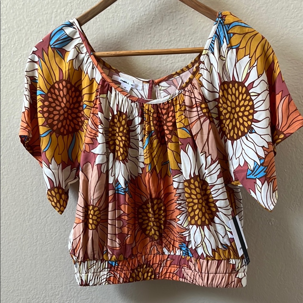 O’Neill Misty cropped Sunflower Short Sleeve Blouse M